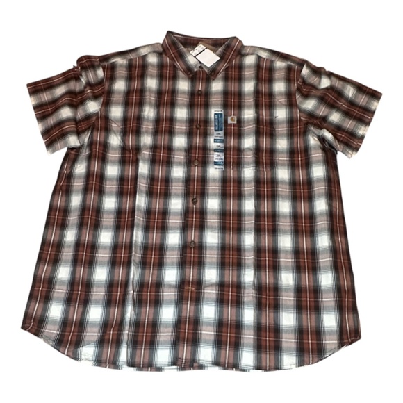 Carhartt 103550 220 Relaxed Fit Plaid Button Down Short Sleeve 2XL - Picture 1 of 2